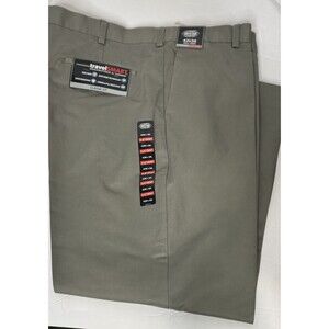 Roundtree‎ & Yorke Travel Smart Man Pants 42x36 Classic Flat Front Khaki New